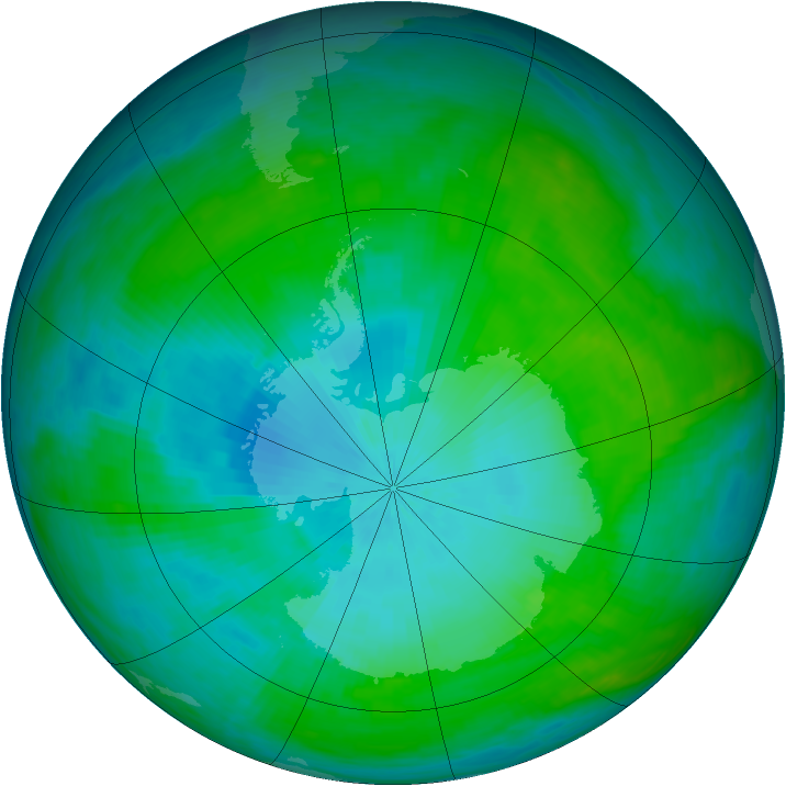Antarctic ozone map for 08 February 1984